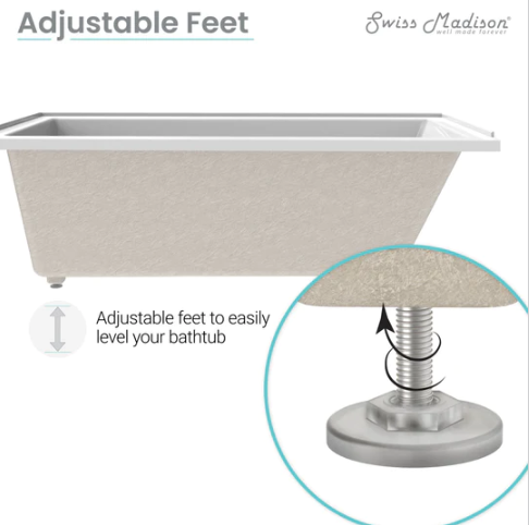 Voltaire 72" x 36" Reversible Drain Drop-In Bathtub