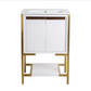 Marseille 24" Bathroom Vanity in White and Brushed Gold