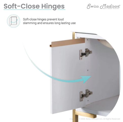 Marseille 24" Bathroom Vanity in White and Brushed Gold