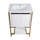 Marseille 24" Bathroom Vanity in White and Brushed Gold