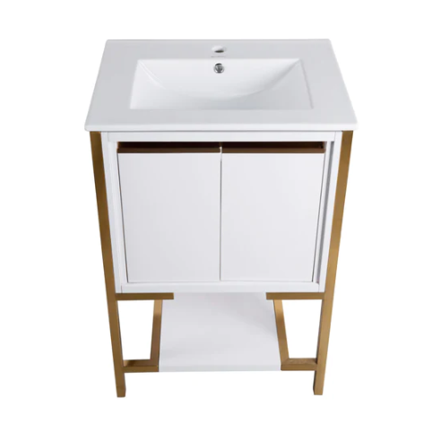 Marseille 24" Bathroom Vanity in White and Brushed Gold