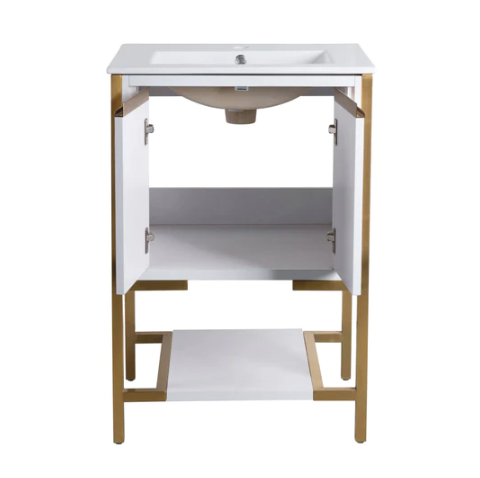 Marseille 24" Bathroom Vanity in White and Brushed Gold