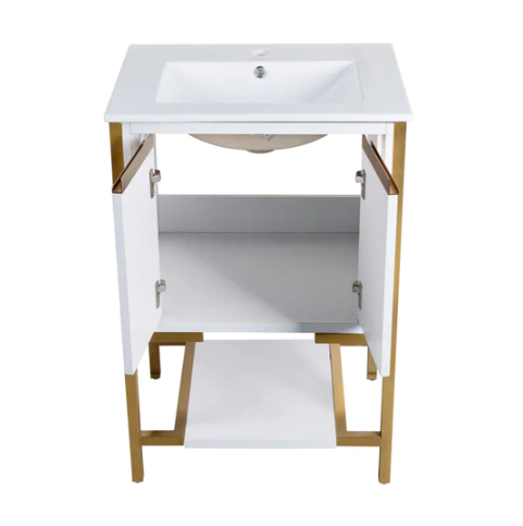 Marseille 24" Bathroom Vanity in White and Brushed Gold