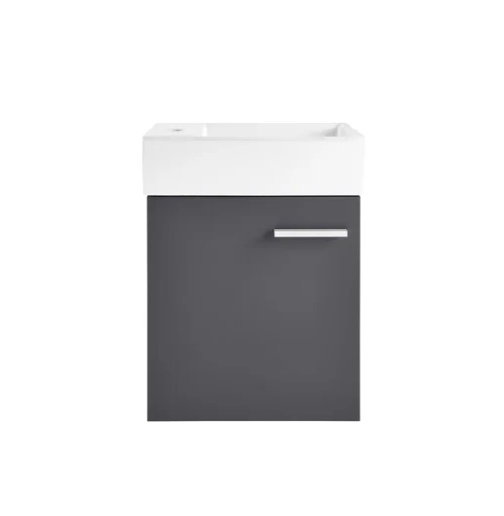 Colmer 18 Single, Brushed Grey, One Cabinet, Bathroom Vanity