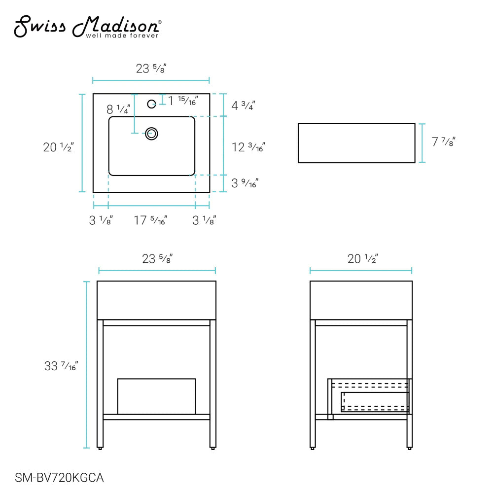 Beau 24" Freestanding, Bathroom Vanity in Oak and Calacatta