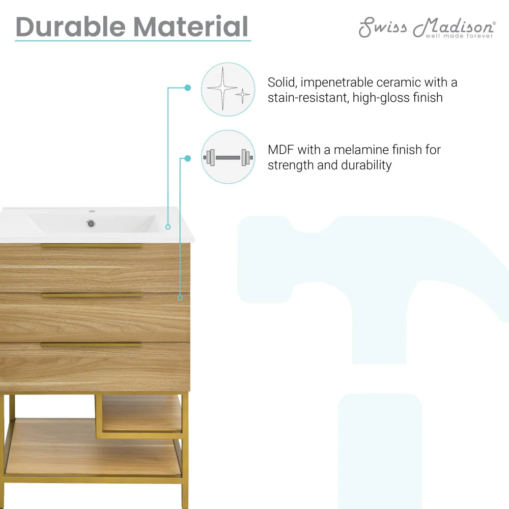 Carre 24" Bathroom Vanity in White Oak