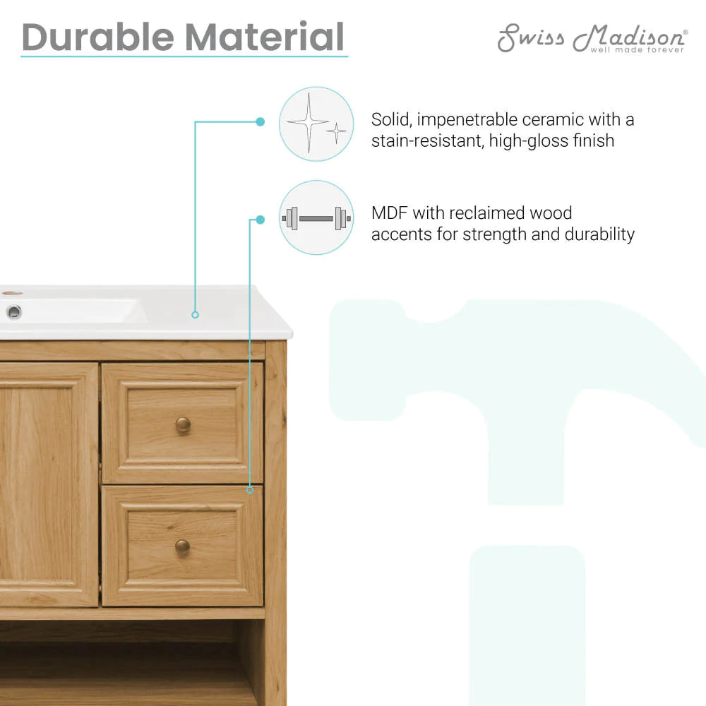 Château 36" Bathroom Vanity in Natural Oak