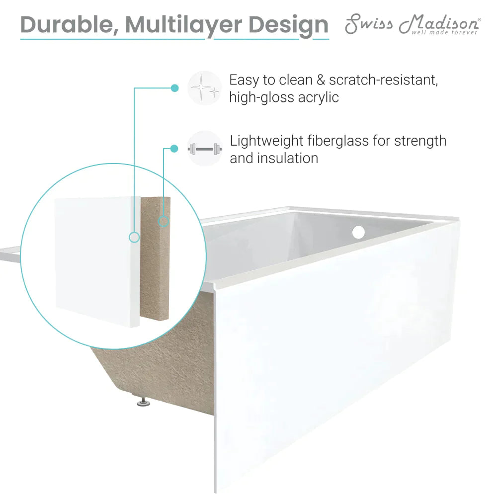 Voltaire 60" X 32" Right-Hand Drain Alcove Bathtub with Apron in Bisque