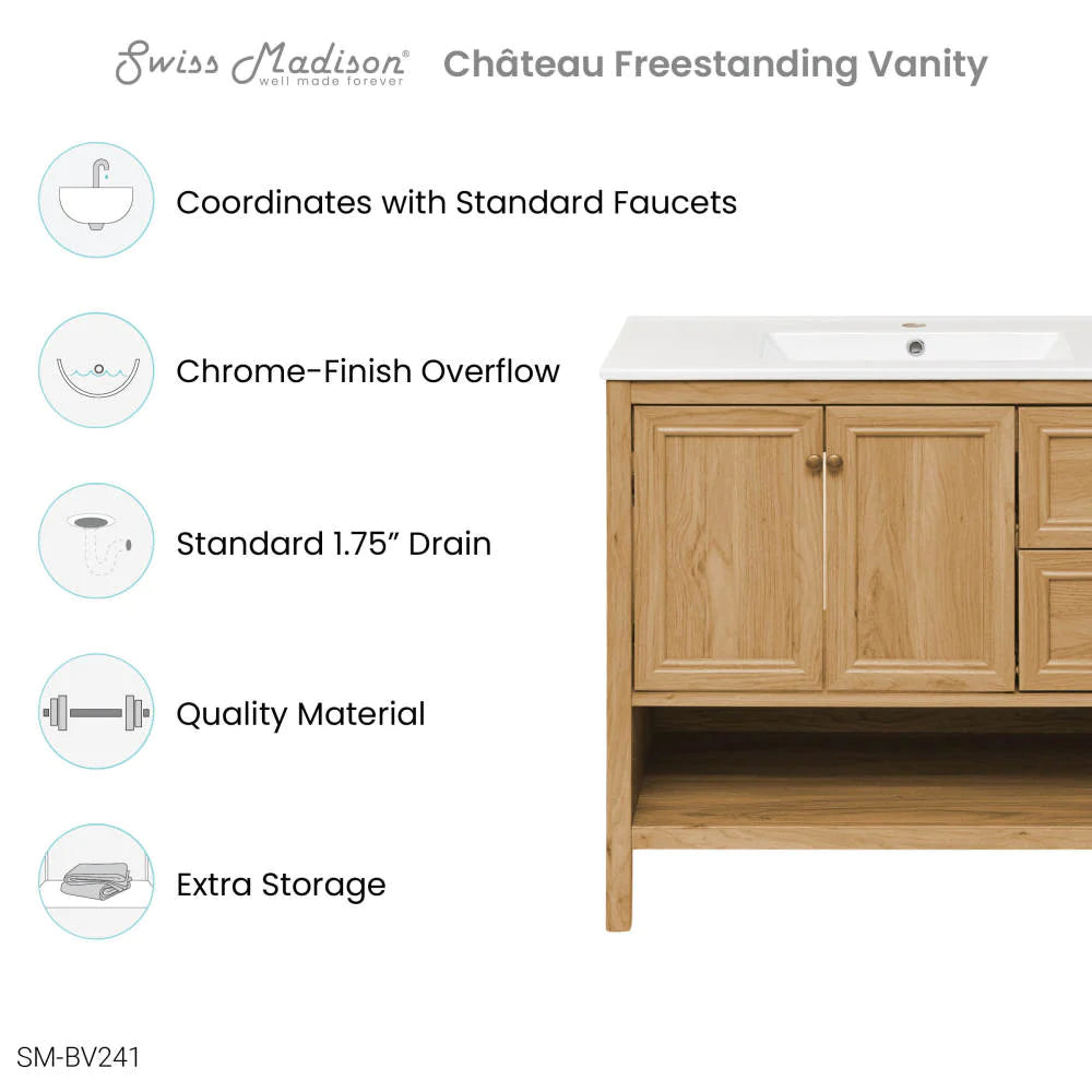 Château 36" Bathroom Vanity in Natural Oak