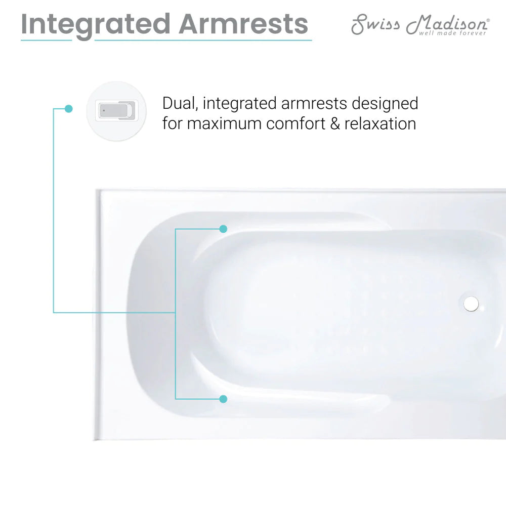 Ivy 60" X 30" Drain Alcove Bathtub with Apron