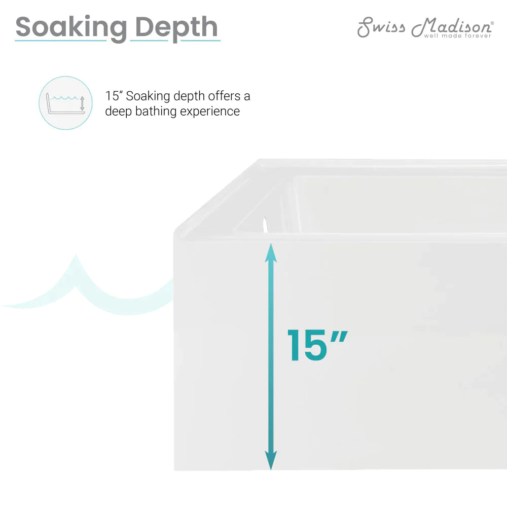 Voltaire 72" x 36" Right-Hand Drain Alcove Bathtub with Apron