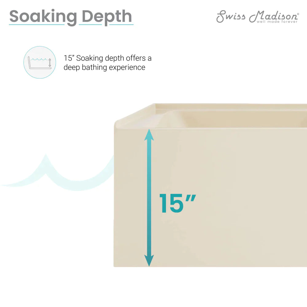 Voltaire 60" X 32" Left-Hand Drain Alcove Bathtub with Apron in Bisque