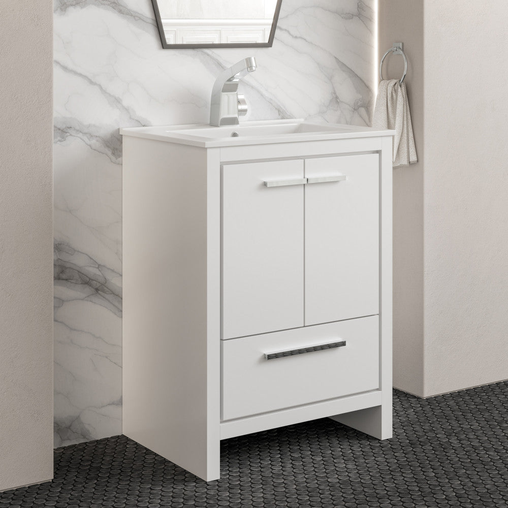 Virage 24" Freestanding, Bathroom Vanity in Glossy White