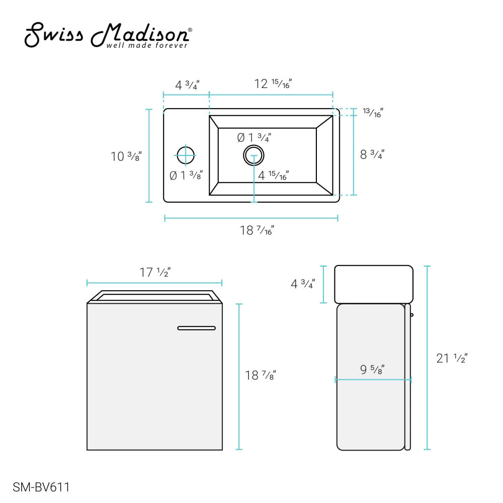 Colmer 18 Single, White, One Cabinet, Bathroom Vanity