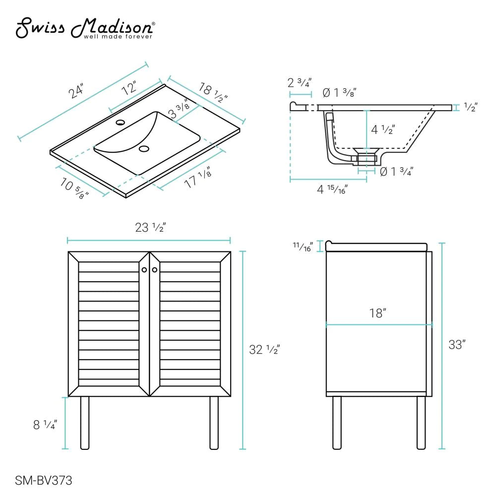 Bron 24" Bathroom Vanity in Oak