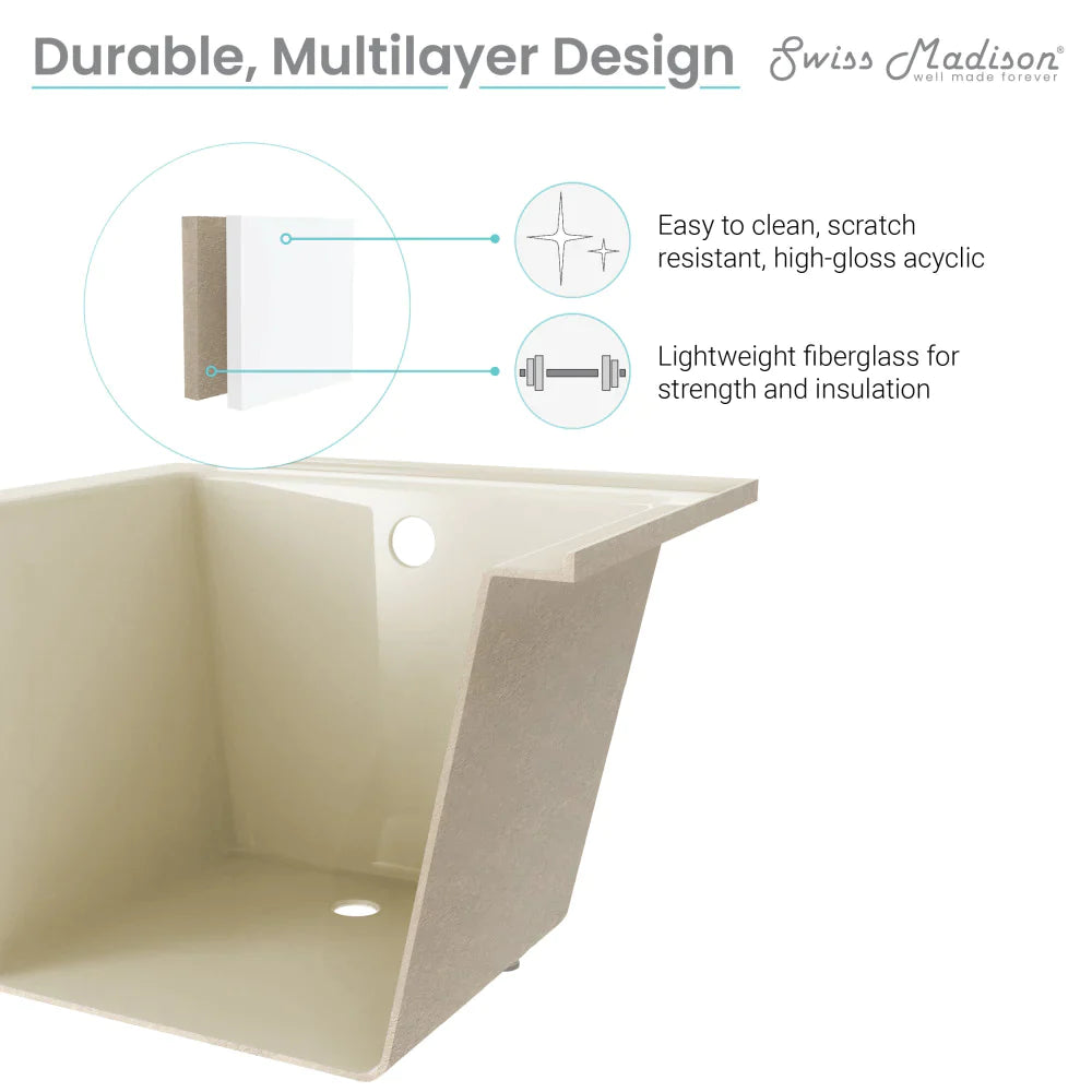 Voltaire 48" X 32" Right-Hand Drain Alcove Bathtub in Bisque
