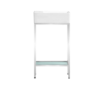 Pierre 19.5 Single, Freestanding, Open Shelf, Chrome Metal Frame Bathroom Vanity