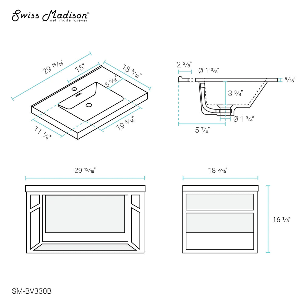 Claire 30" Wall-hung Vanity in Black