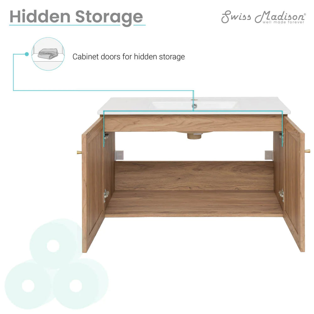 Classé 36" Wall-Mounted Bathroom Vanity in Oak