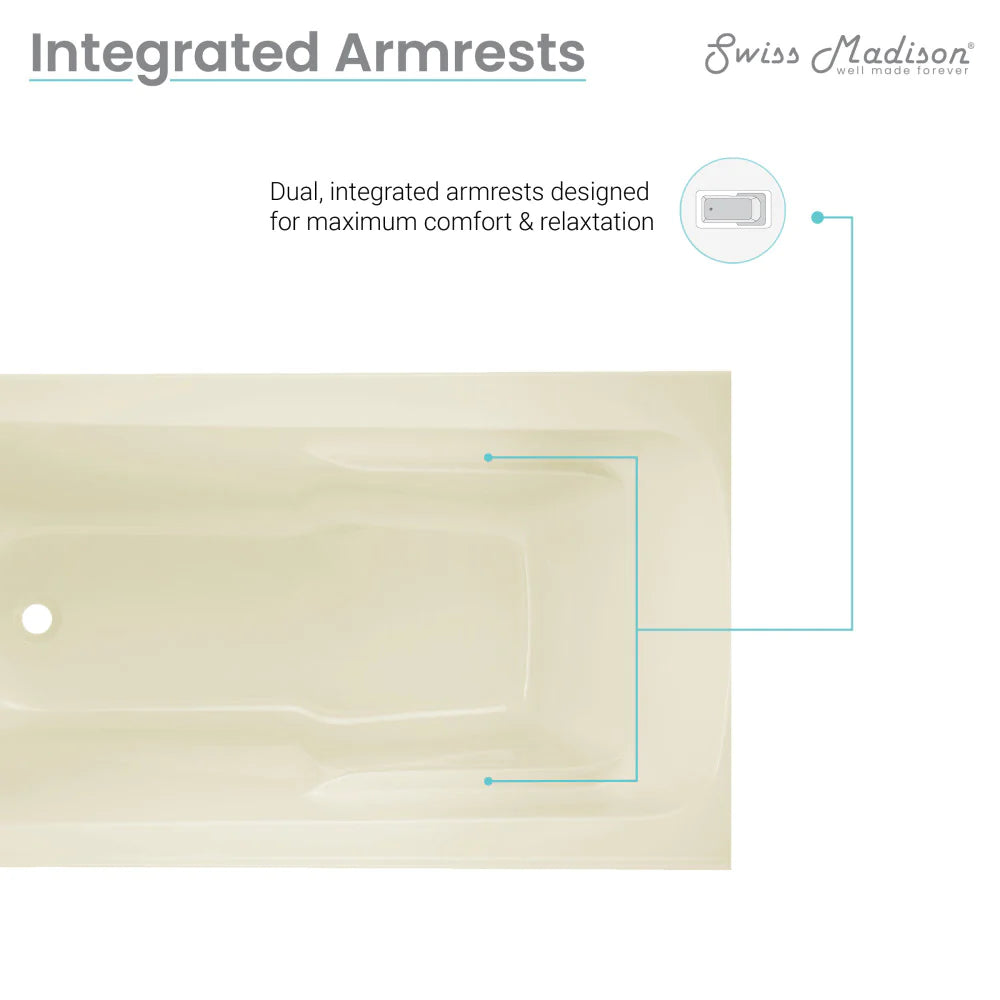 Voltaire 54" X 30" Left-Hand Drain Alcove Bathtub with Apron in Bisque