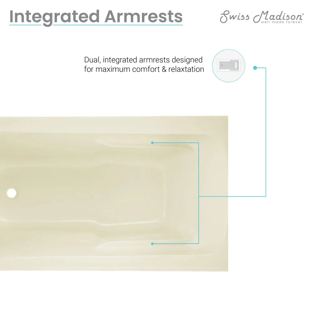 Voltaire 54" X 30" Right-Hand Drain Alcove Bathtub with Apron in Bisque