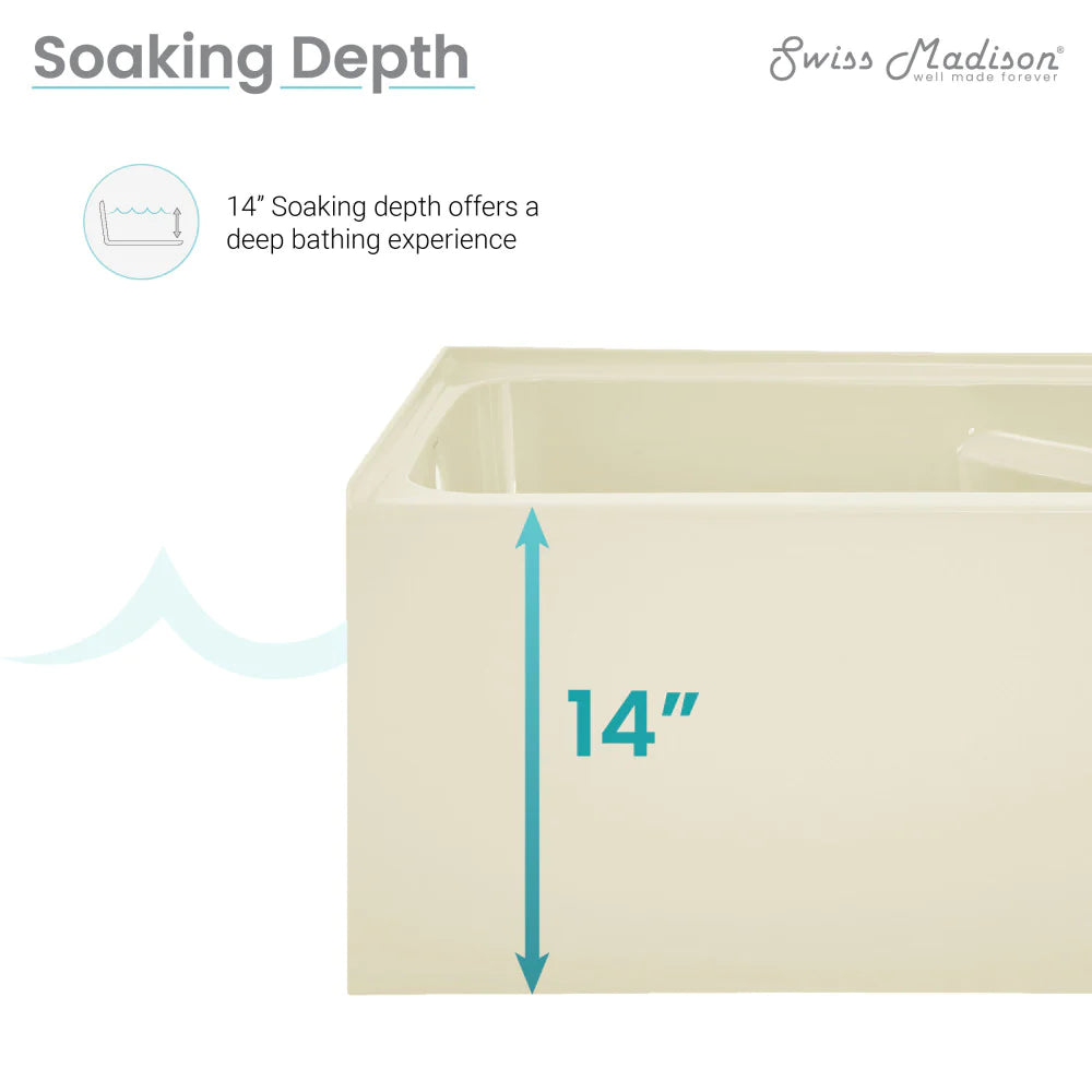 Voltaire 54" X 30" Left-Hand Drain Alcove Bathtub with Apron in Bisque