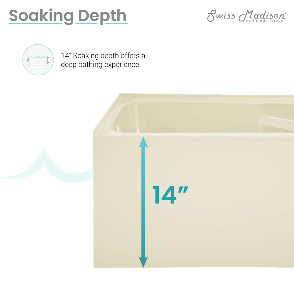 Voltaire 54" X 30" Right-Hand Drain Alcove Bathtub with Apron in Bisque