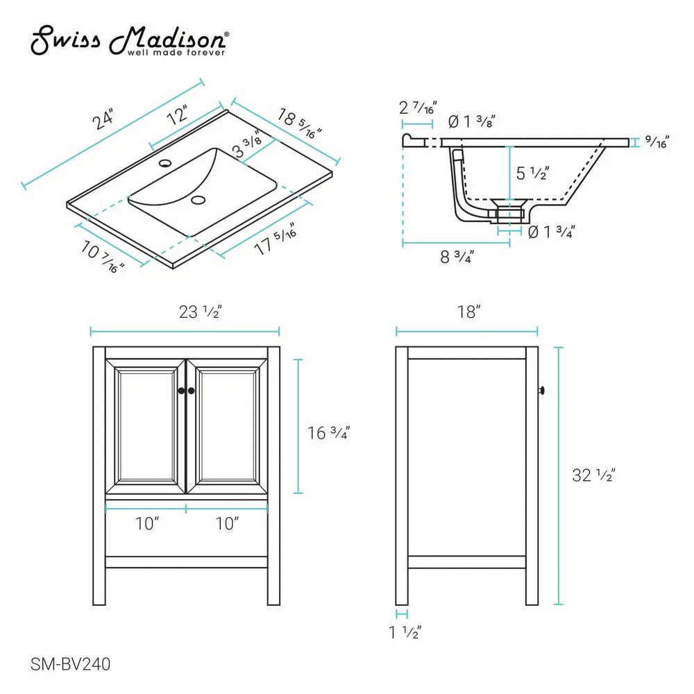 Château 24" Bathroom Vanity in Natural Oak