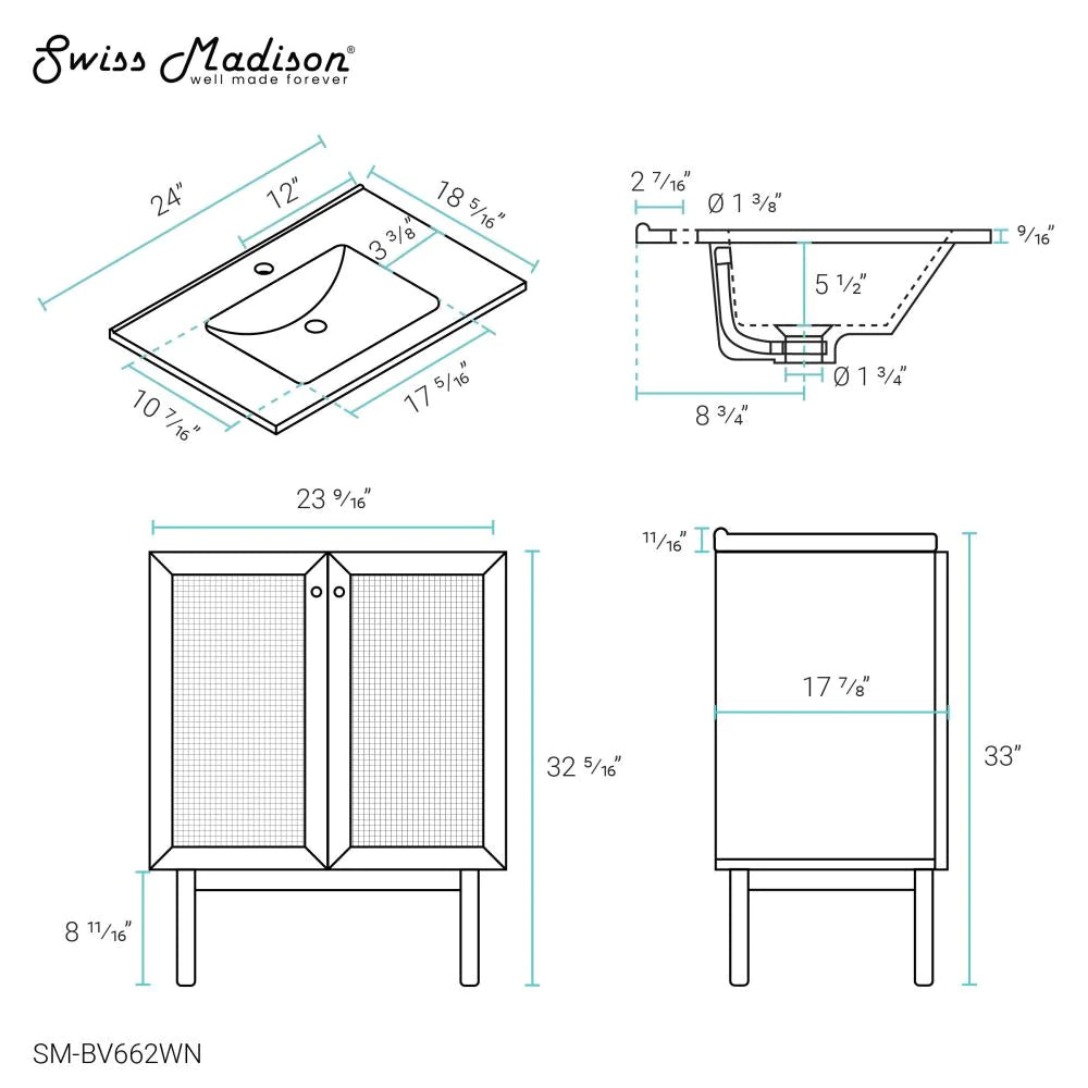 Classé 24" Bathroom Vanity in Dark Walnut