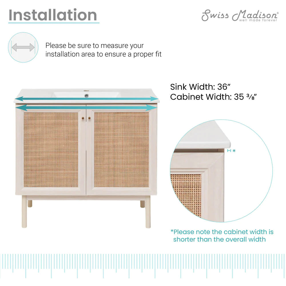 Classé 36" Bathroom Vanity in White Oak