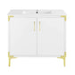Voltaire 36" Single, Bathroom Vanity in White with Gold Hardware