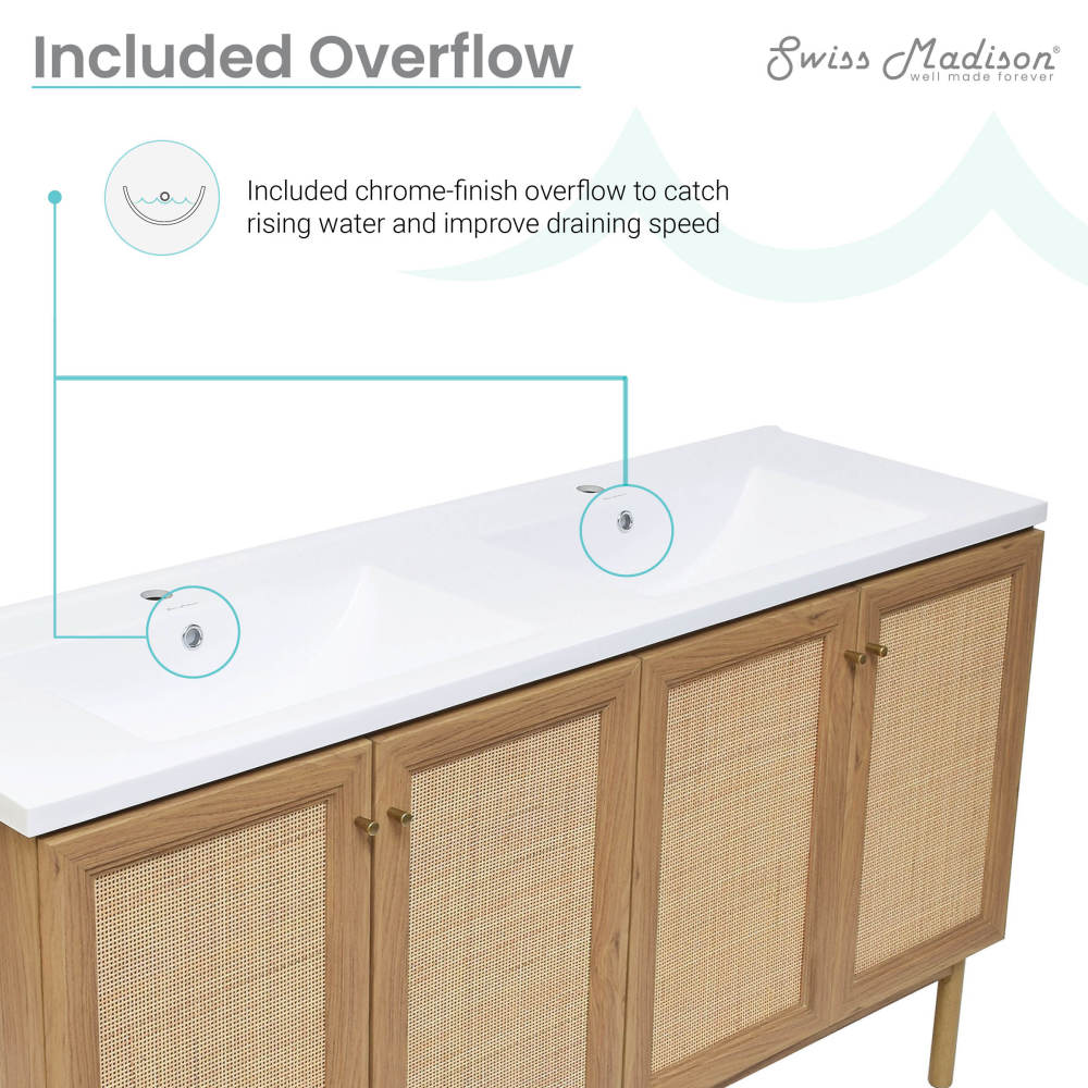 Classé 60" Bathroom Vanity in Oak