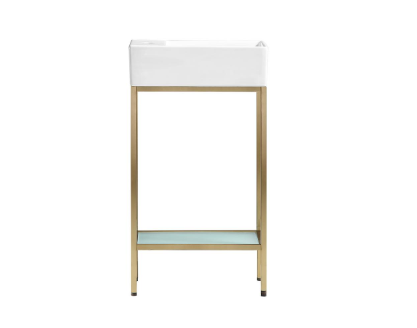 Pierre 19.5 Single, Freestanding, Open Shelf, Chrome Metal Frame Bathroom Vanity